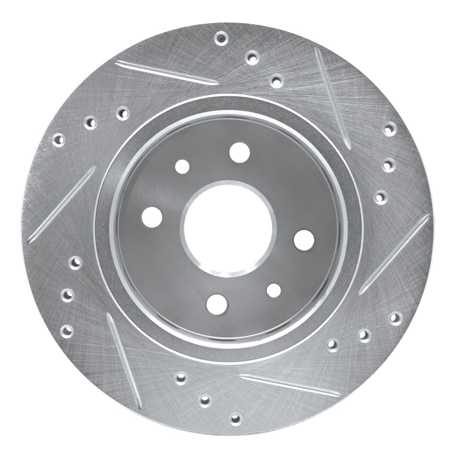 E-Line Drilled & Slotted Silver Brake Rotor, 2001-2003 Kia/Hyundai/Genesis, Position: Front Left