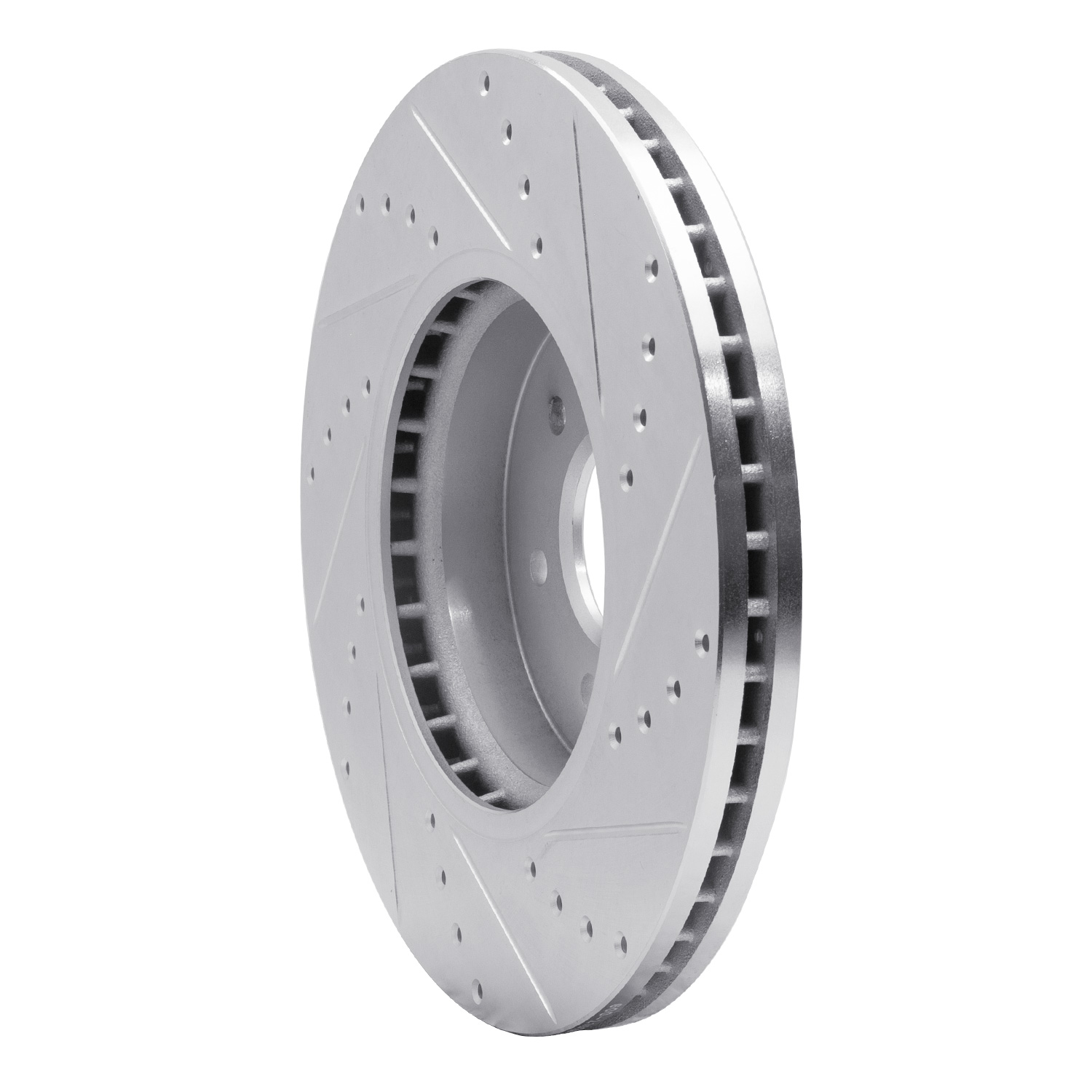 E-Line Drilled & Slotted Silver Brake Rotor, 2009-2010 Kia/Hyundai/Genesis, Position: Front Left