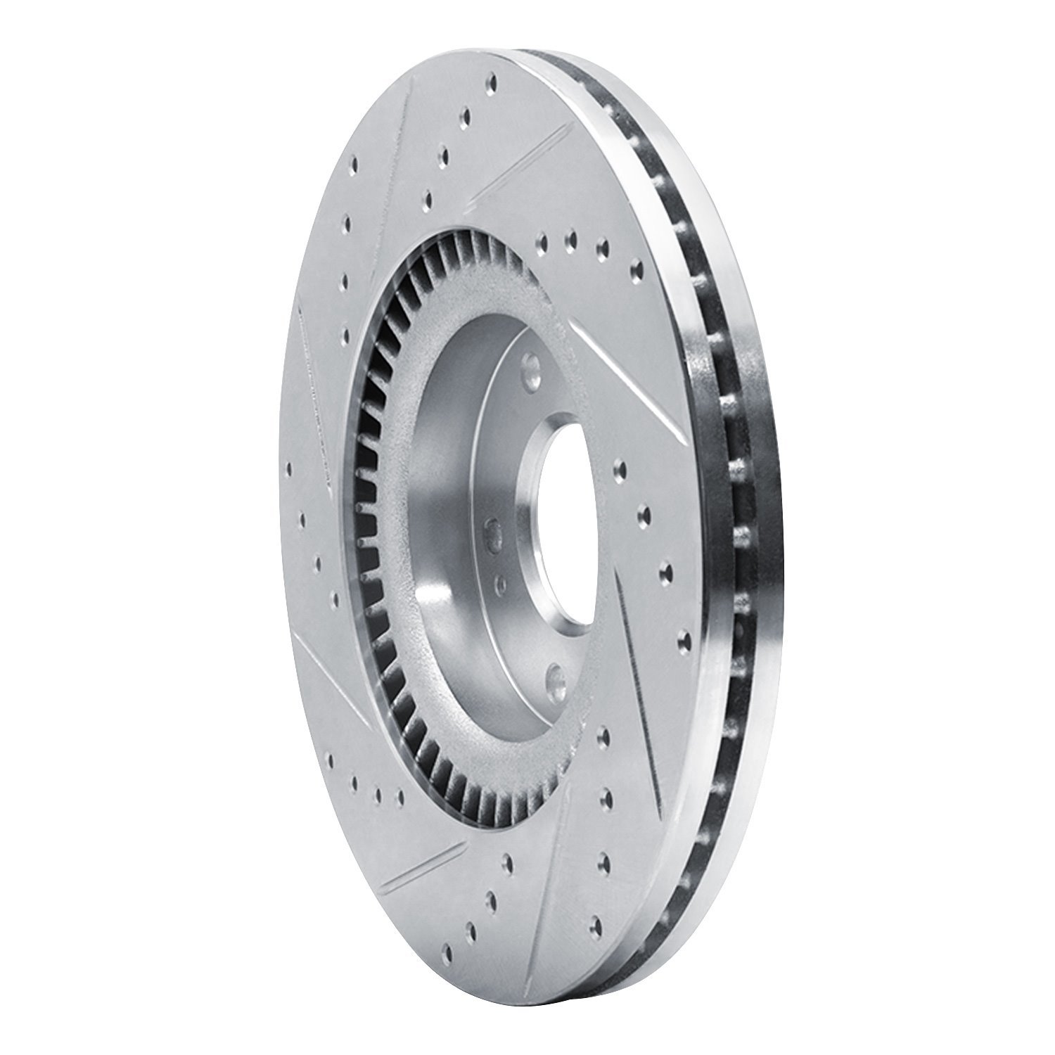 E-Line Drilled & Slotted Silver Brake Rotor, 2017-2020 Kia/Hyundai/Genesis, Position: Front Right