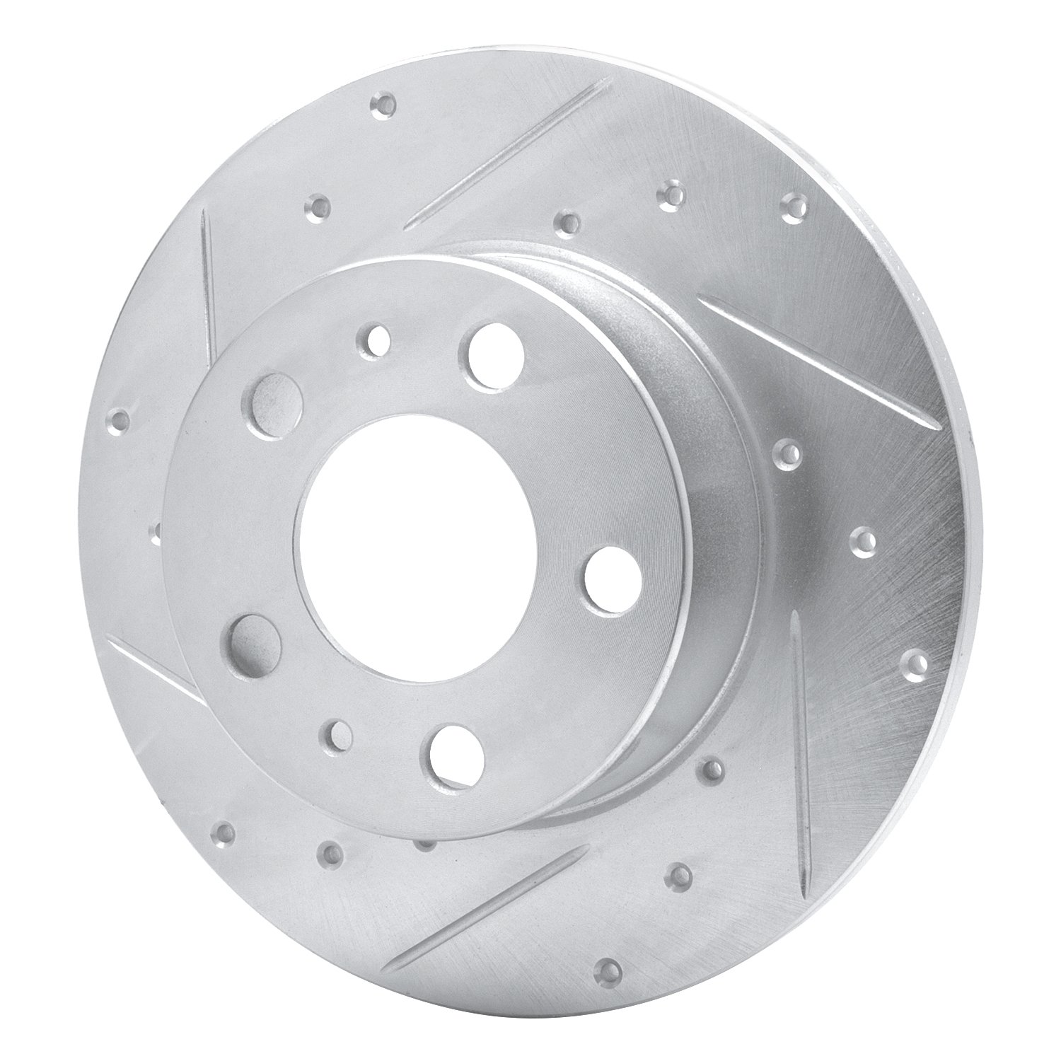 E-Line Drilled & Slotted Silver Brake Rotor, 1975-1987 Volvo, Position: Front Left