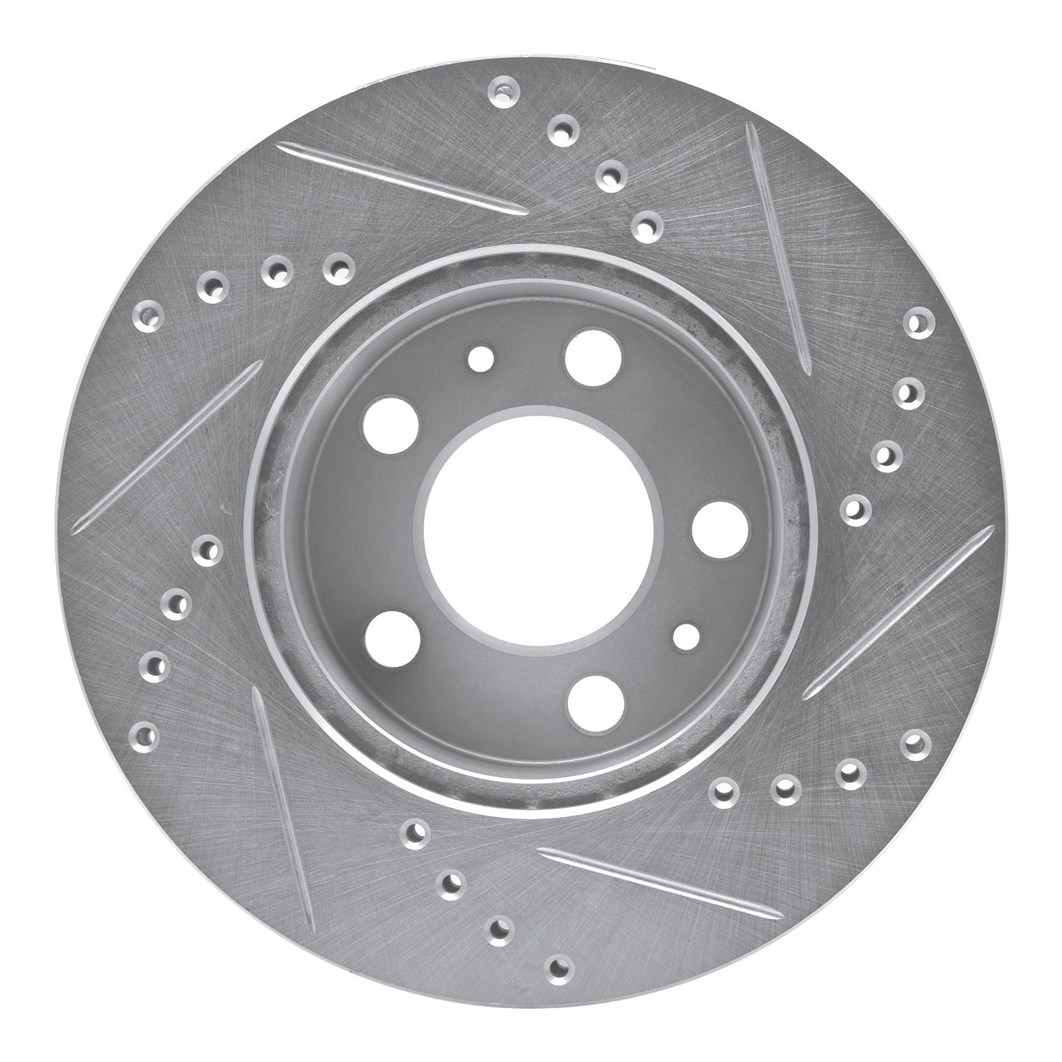 E-Line Drilled & Slotted Silver Brake Rotor, 1976-1993 Volvo, Position: Front Left