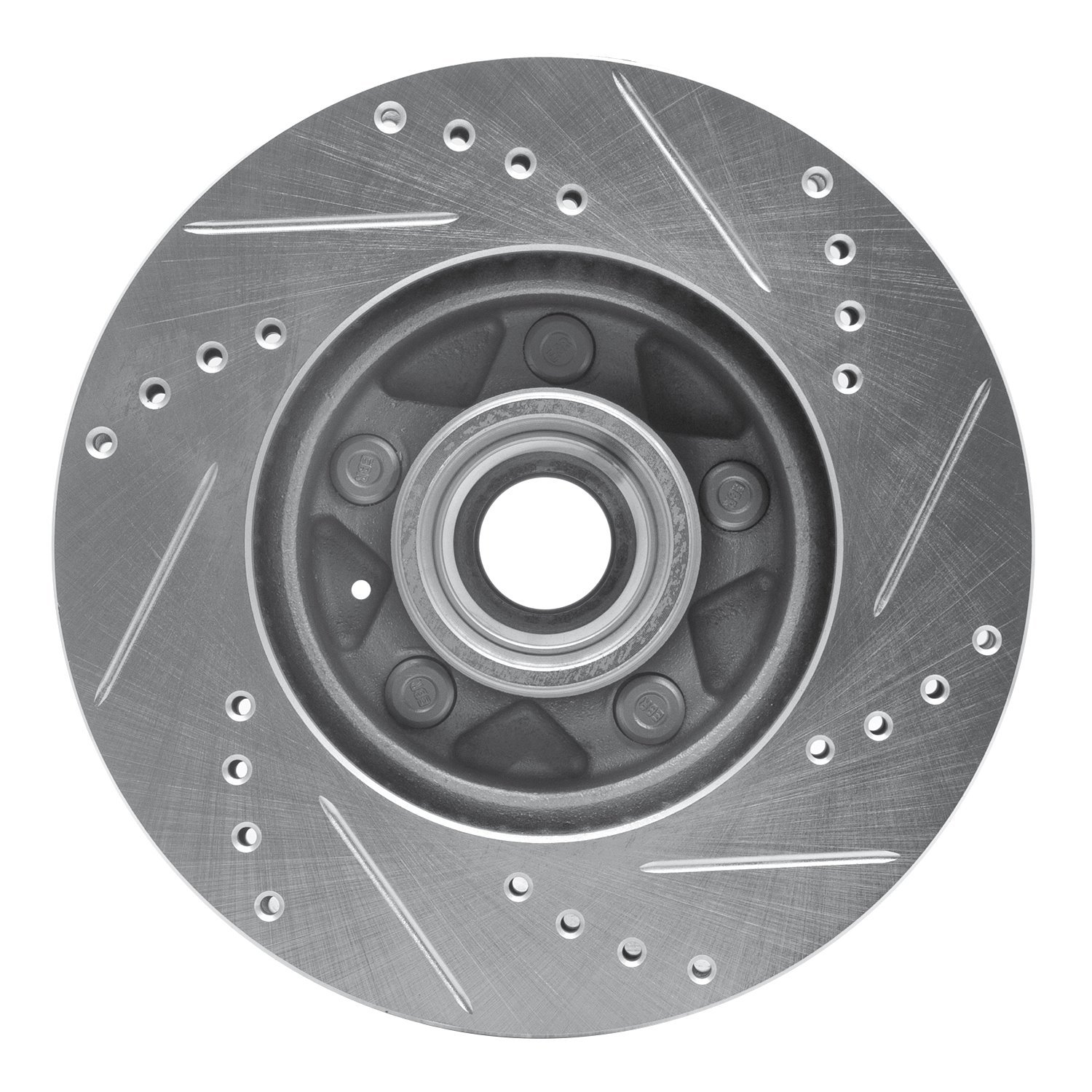 E-Line Drilled & Slotted Silver Brake Rotor, 1982-1987 Volvo, Position: Front Left