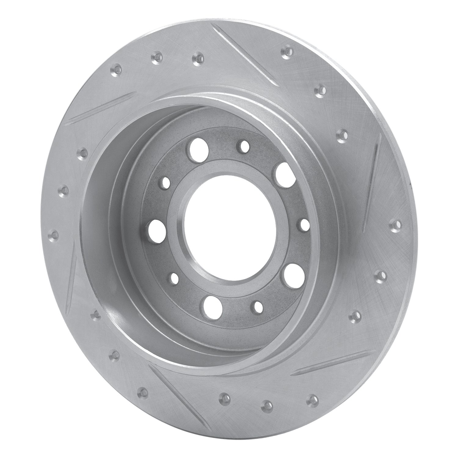 E-Line Drilled & Slotted Silver Brake Rotor, 1988-1994 Volvo, Position: Rear Left