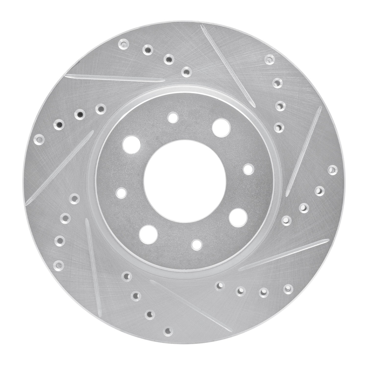 E-Line Drilled & Slotted Silver Brake Rotor, 1993-1995 Volvo, Position: Front Left