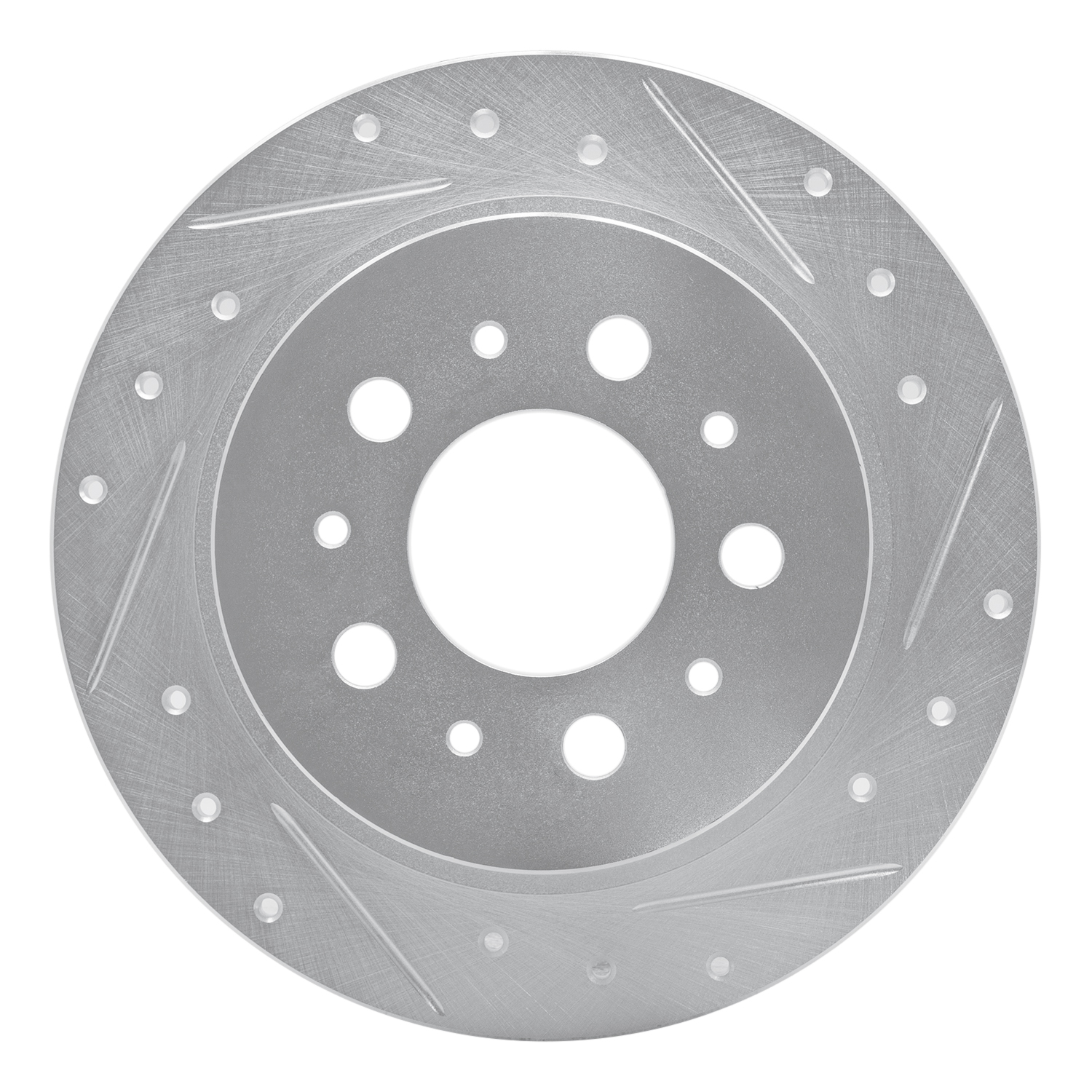 E-Line Drilled & Slotted Silver Brake Rotor, 1995-1997 Volvo, Position: Rear Right