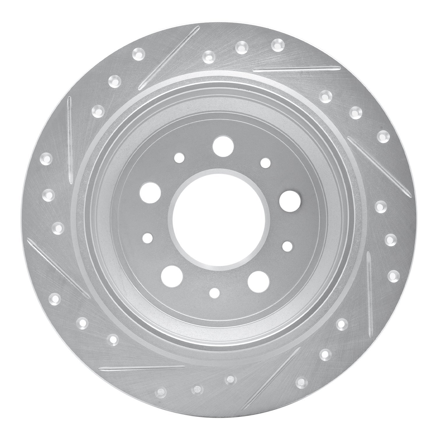 E-Line Drilled & Slotted Silver Brake Rotor, 1998-2000 Volvo, Position: Rear Right