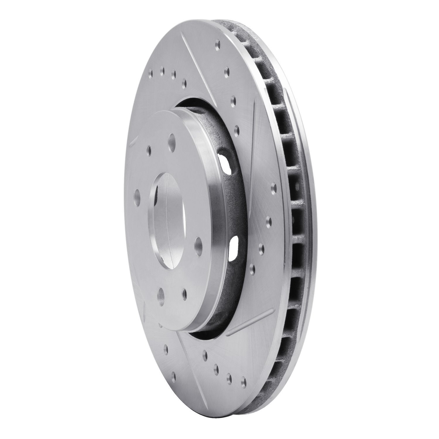 E-Line Drilled & Slotted Silver Brake Rotor, 2000-2004 Volvo, Position: Front Right