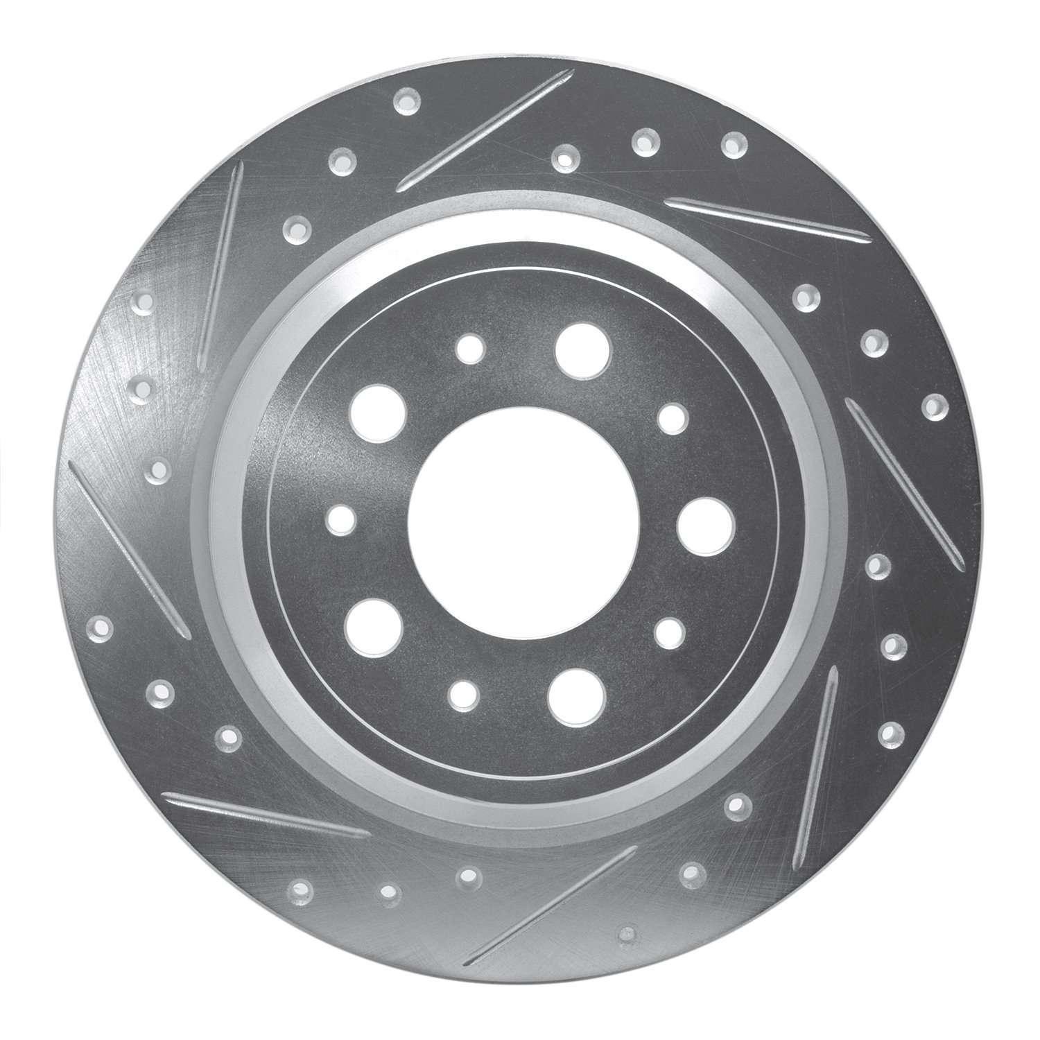 E-Line Drilled & Slotted Silver Brake Rotor, 1999-2000 Volvo, Position: Rear Left