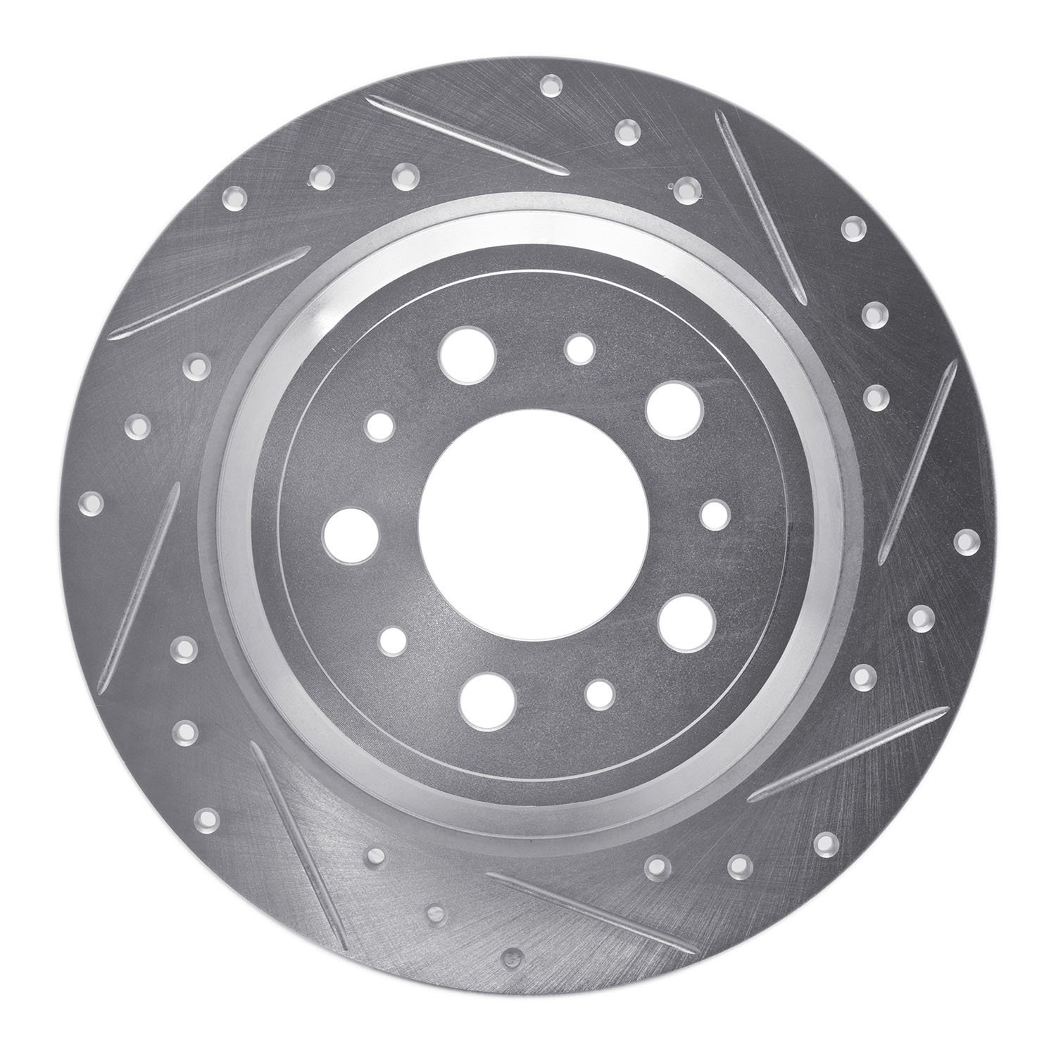 E-Line Drilled & Slotted Silver Brake Rotor, 1999-2000 Volvo, Position: Rear Right