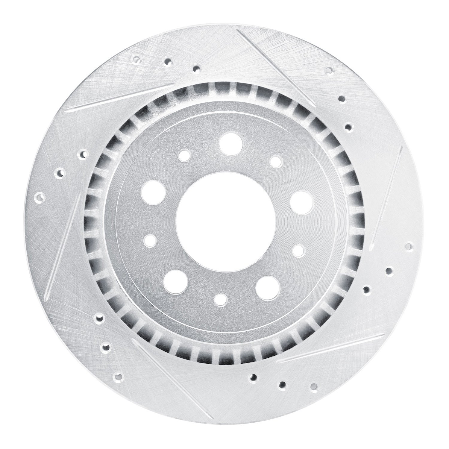 E-Line Drilled & Slotted Silver Brake Rotor, 2000-2000 Volvo, Position: Rear Right