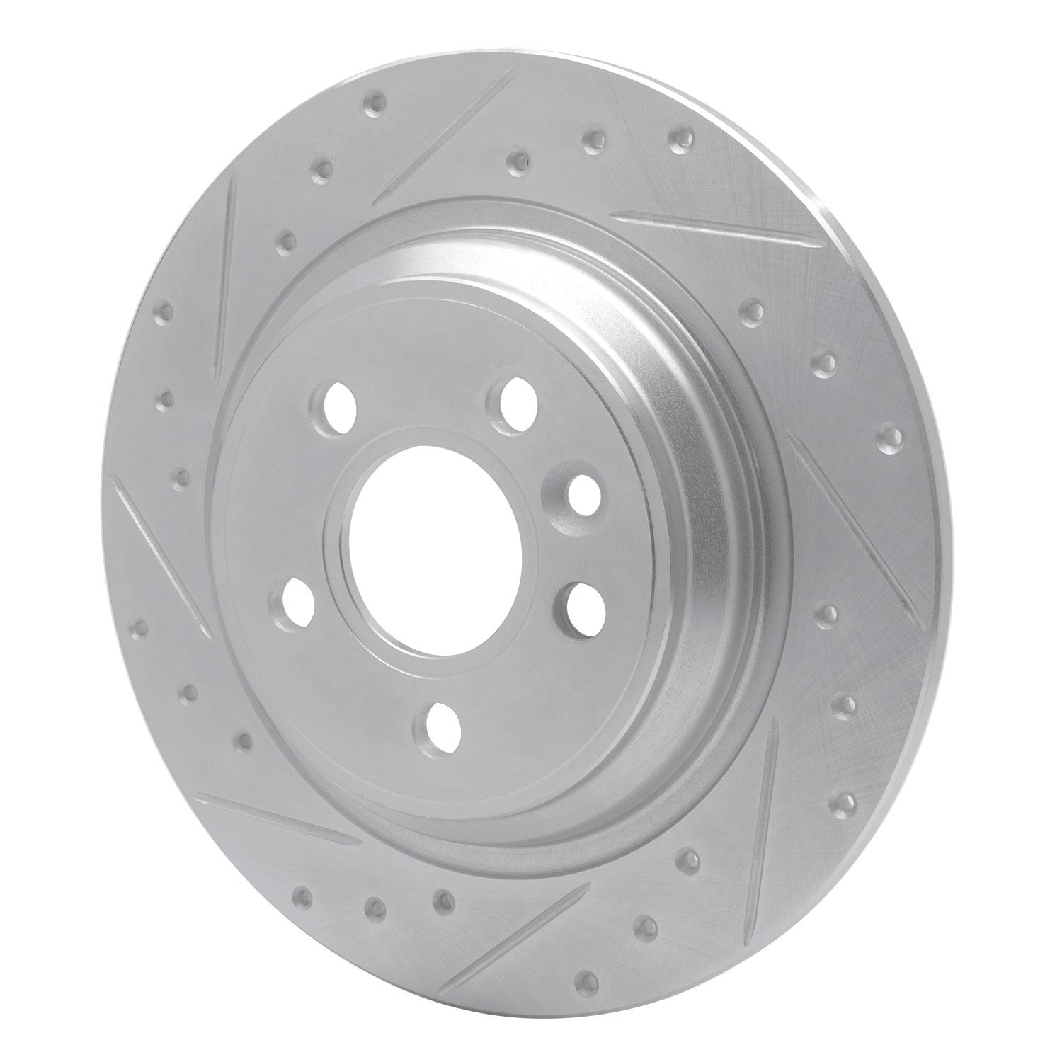 E-Line Drilled & Slotted Silver Brake Rotor, 2007-2018 Volvo, Position: Rear Left