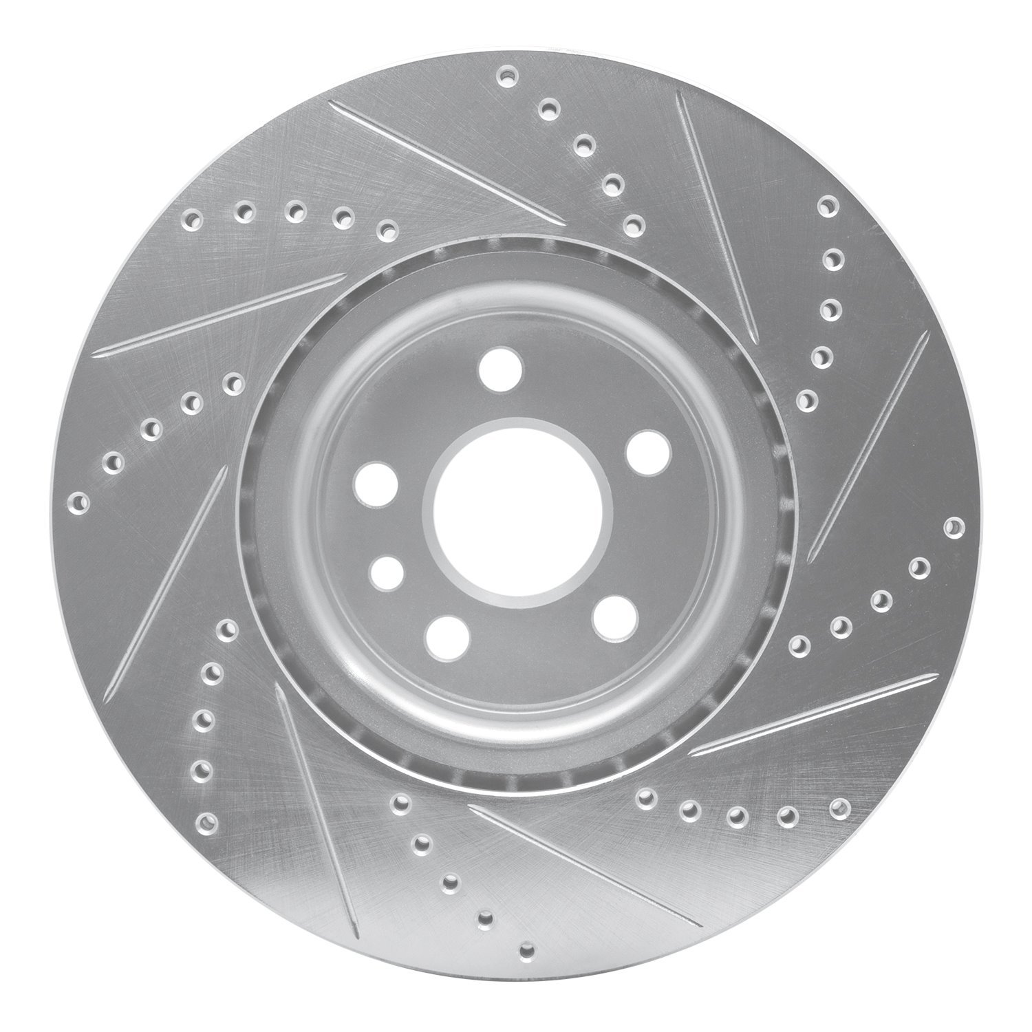 E-Line Drilled & Slotted Silver Brake Rotor, 2007-2016 Volvo, Position: Front Left