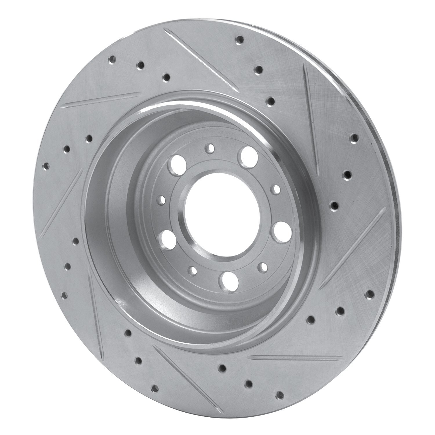 E-Line Drilled & Slotted Silver Brake Rotor, 2003-2014 Volvo, Position: Rear Left