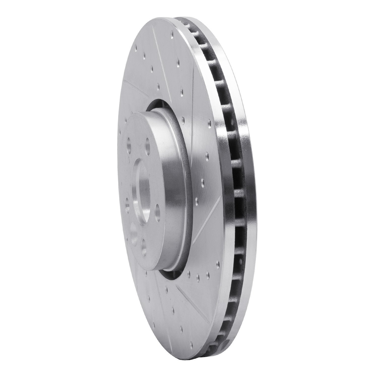 E-Line Drilled & Slotted Silver Brake Rotor, 2010-2016 Volvo, Position: Front Right