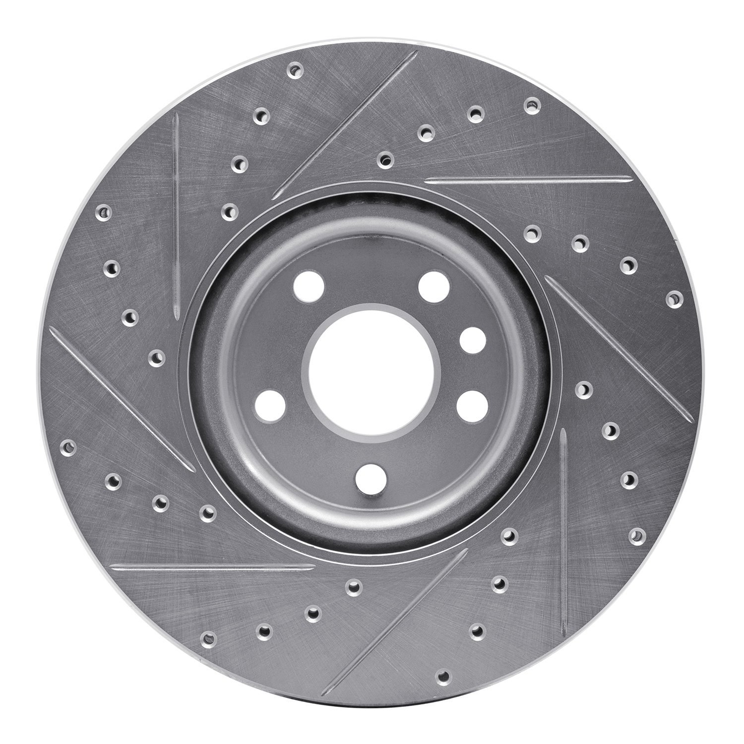 E-Line Drilled & Slotted Silver Brake Rotor, 2016-2017 Volvo, Position: Front Right