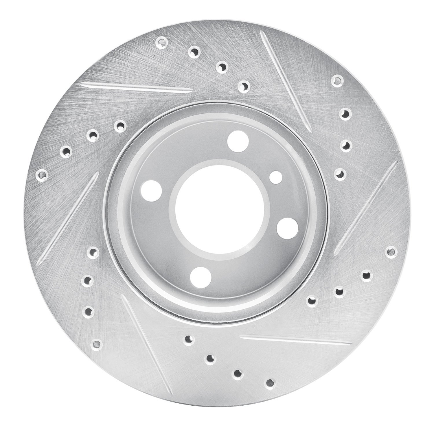 E-Line Drilled & Slotted Silver Brake Rotor, 1976-1977 BMW, Position: Front Left