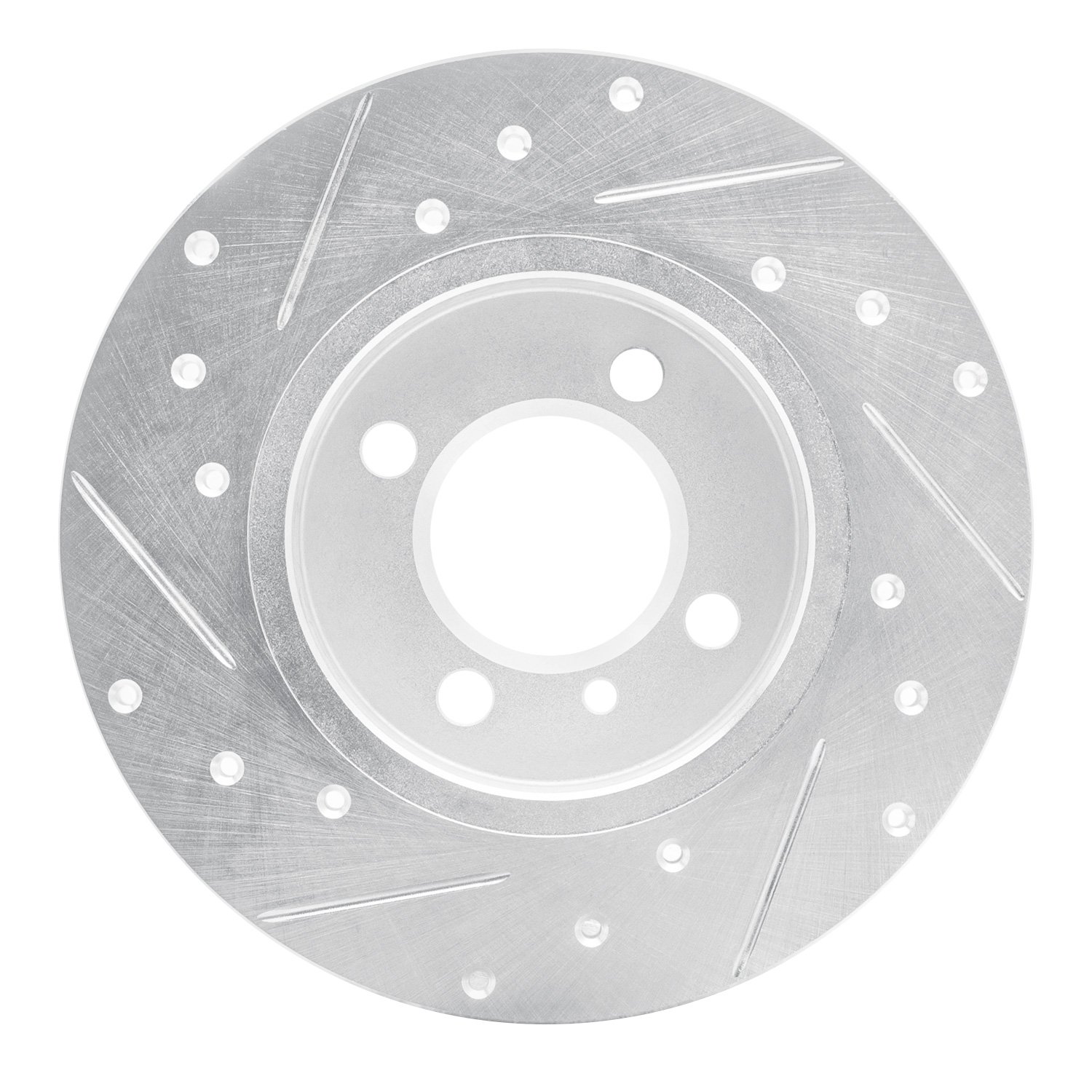 E-Line Drilled & Slotted Silver Brake Rotor, 1984-1985 BMW, Position: Front Right