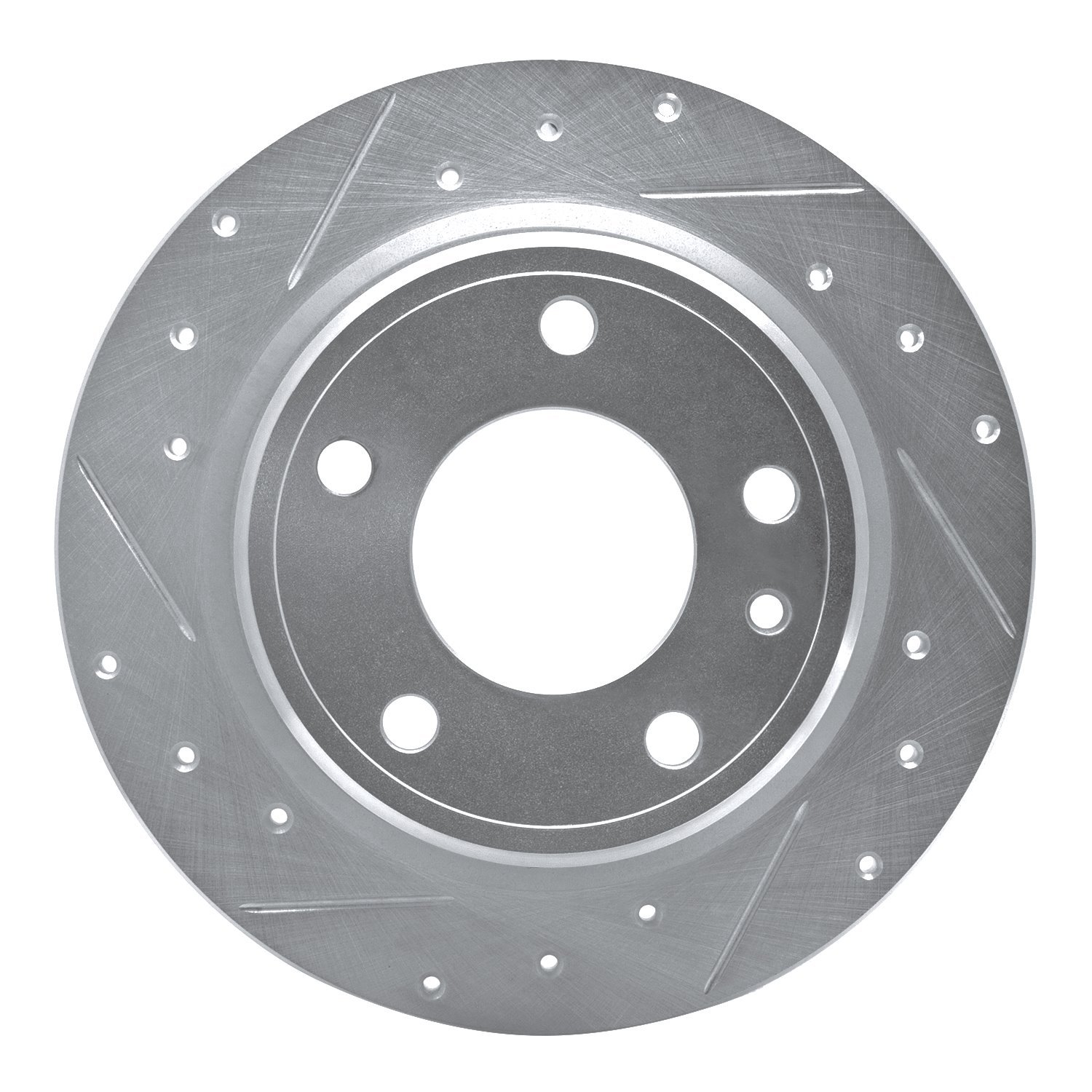 E-Line Drilled & Slotted Silver Brake Rotor, 1988-1991 BMW, Position: Rear Left