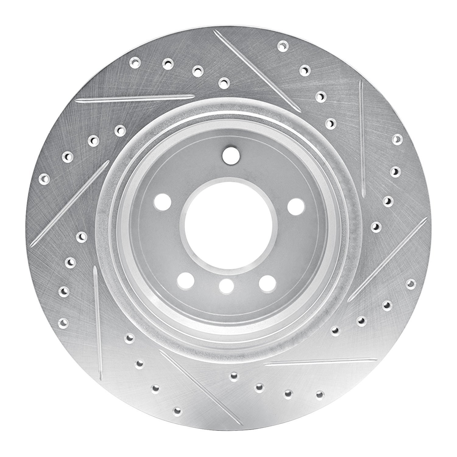 E-Line Drilled & Slotted Silver Brake Rotor, 1995-2003 BMW, Position: Rear Left