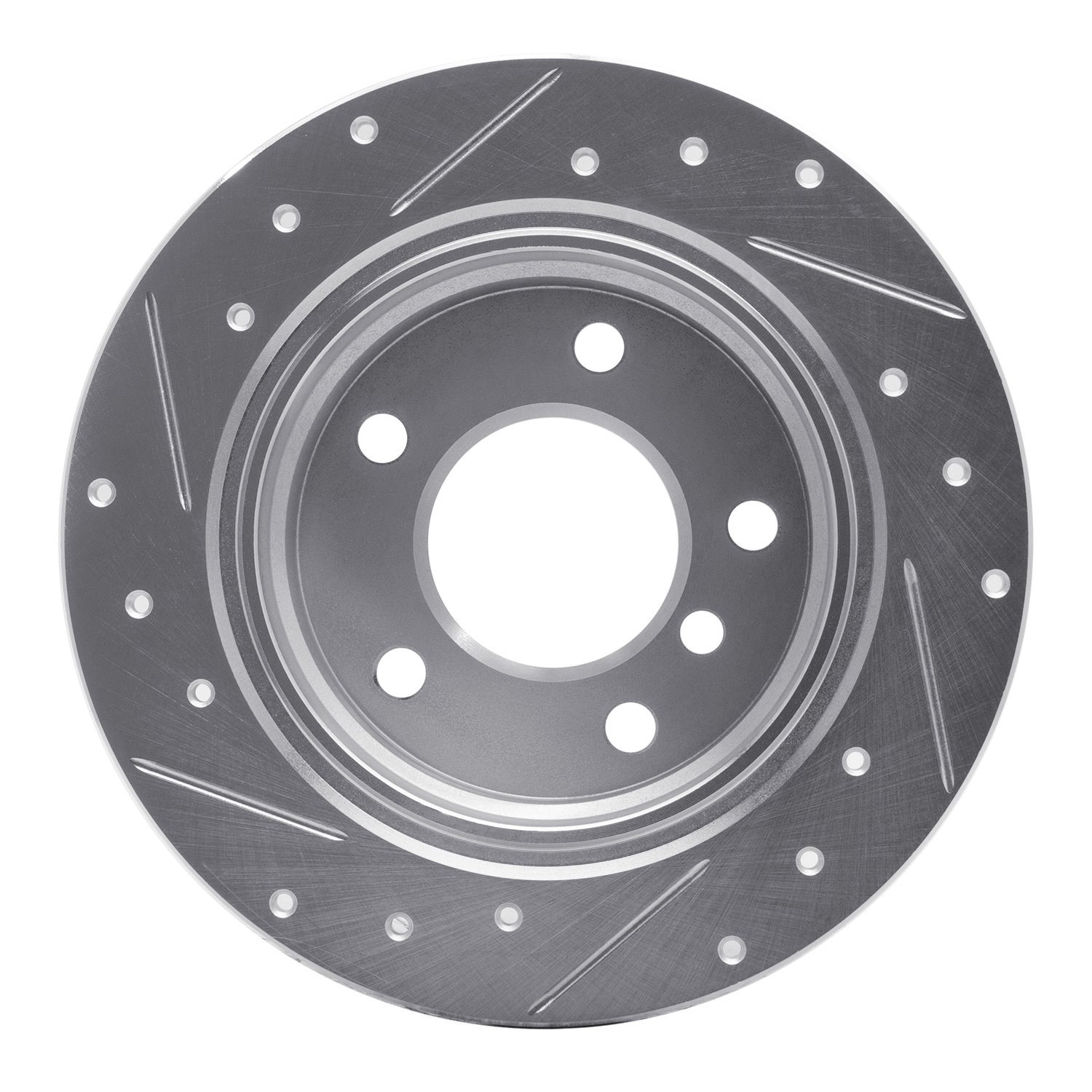 E-Line Drilled & Slotted Silver Brake Rotor, 1996-2002 BMW, Position: Rear Right