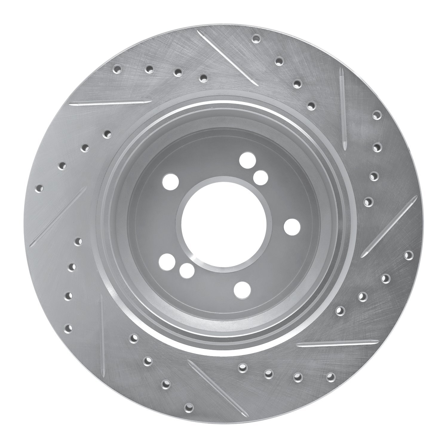 E-Line Drilled & Slotted Silver Brake Rotor, 2000-2006 BMW, Position: Rear Left