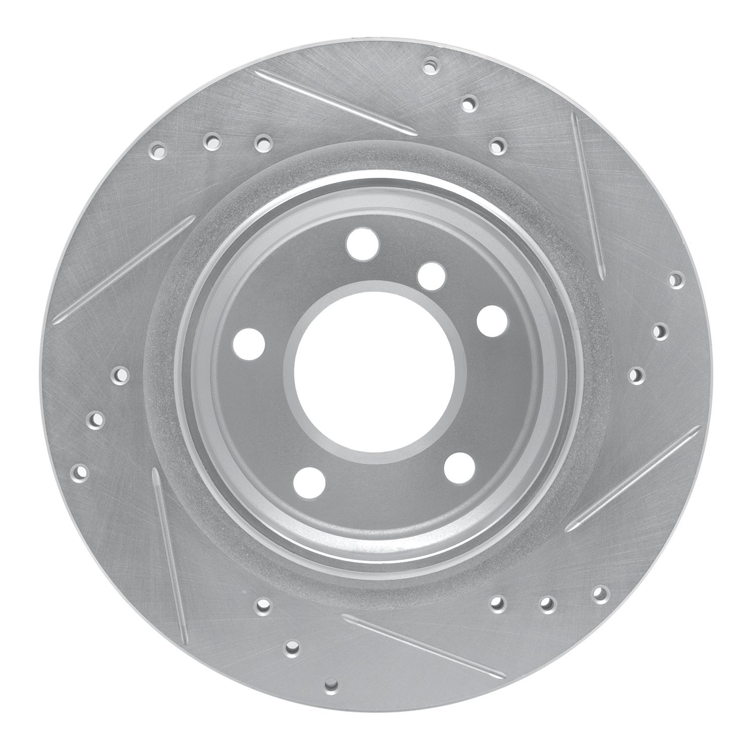E-Line Drilled & Slotted Silver Brake Rotor, 2003-2008 BMW, Position: Rear Left