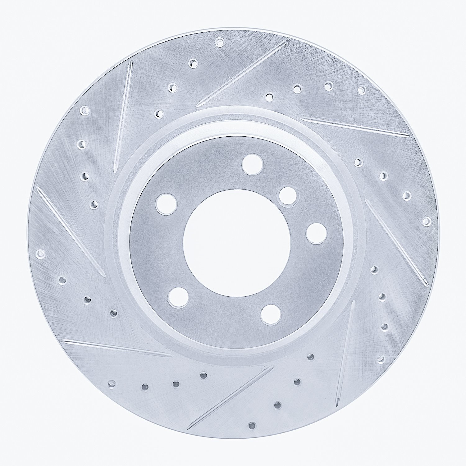 E-Line Drilled & Slotted Silver Brake Rotor, 2006-2012 BMW, Position: Front Left