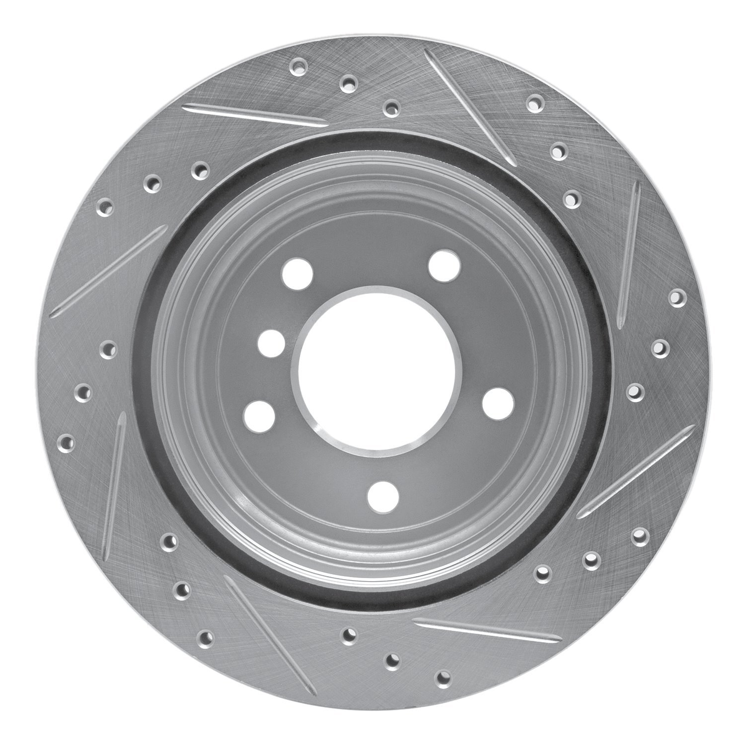 E-Line Drilled & Slotted Silver Brake Rotor, 2006-2015 BMW, Position: Rear Left