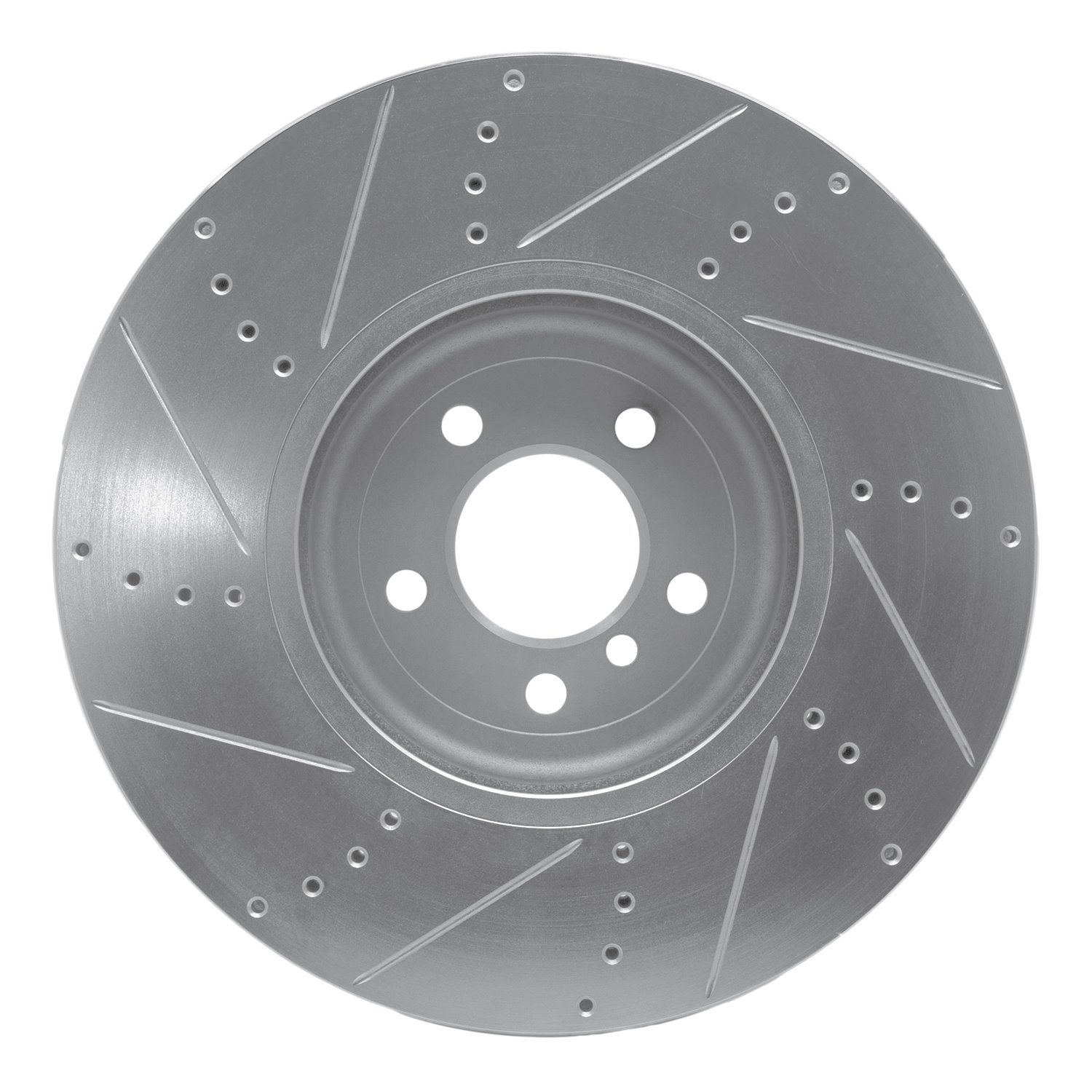 E-Line Drilled & Slotted Silver Brake Rotor, 2009-2017 BMW, Position: Right Front