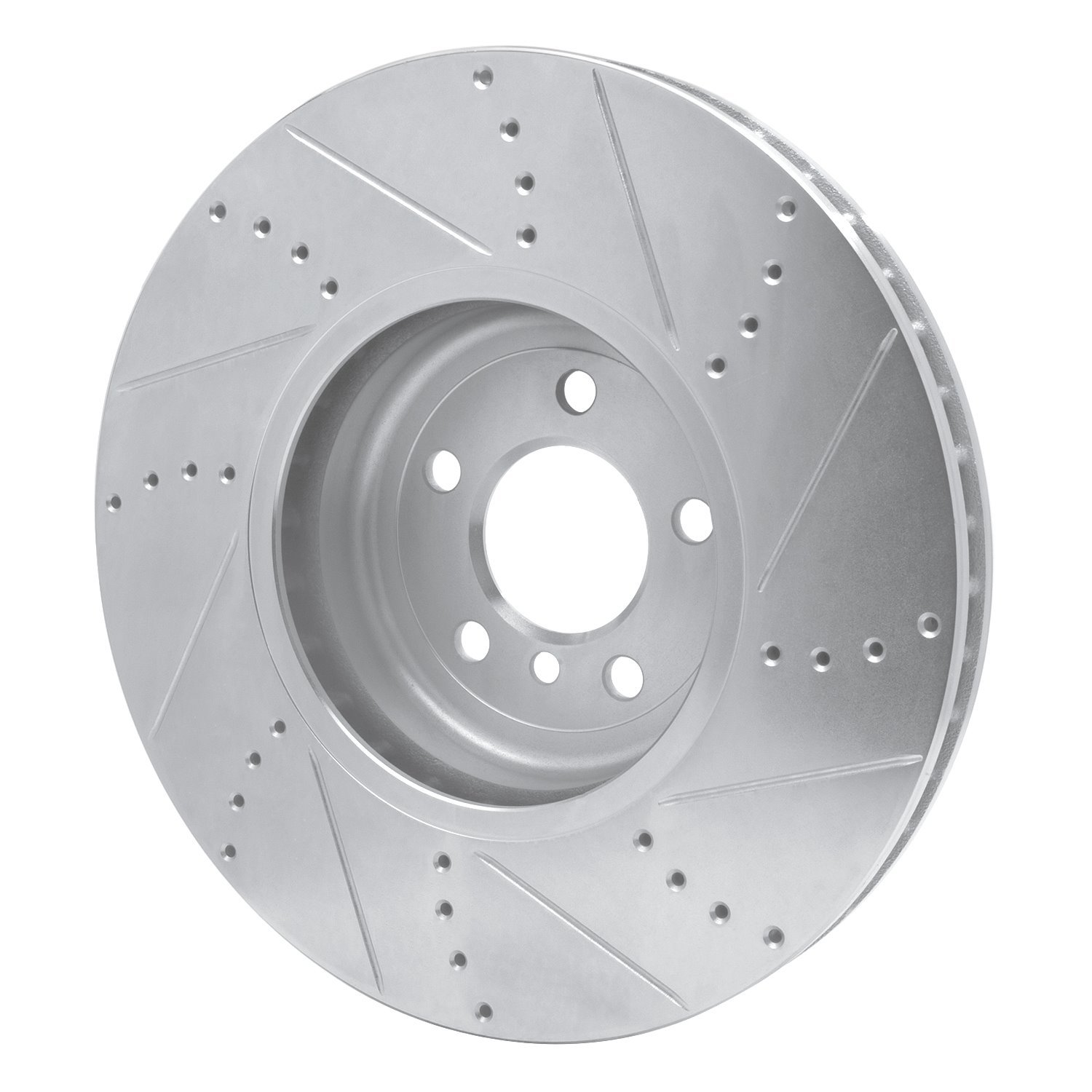 E-Line Drilled & Slotted Silver Brake Rotor, 2009-2017 BMW, Position: Left Front