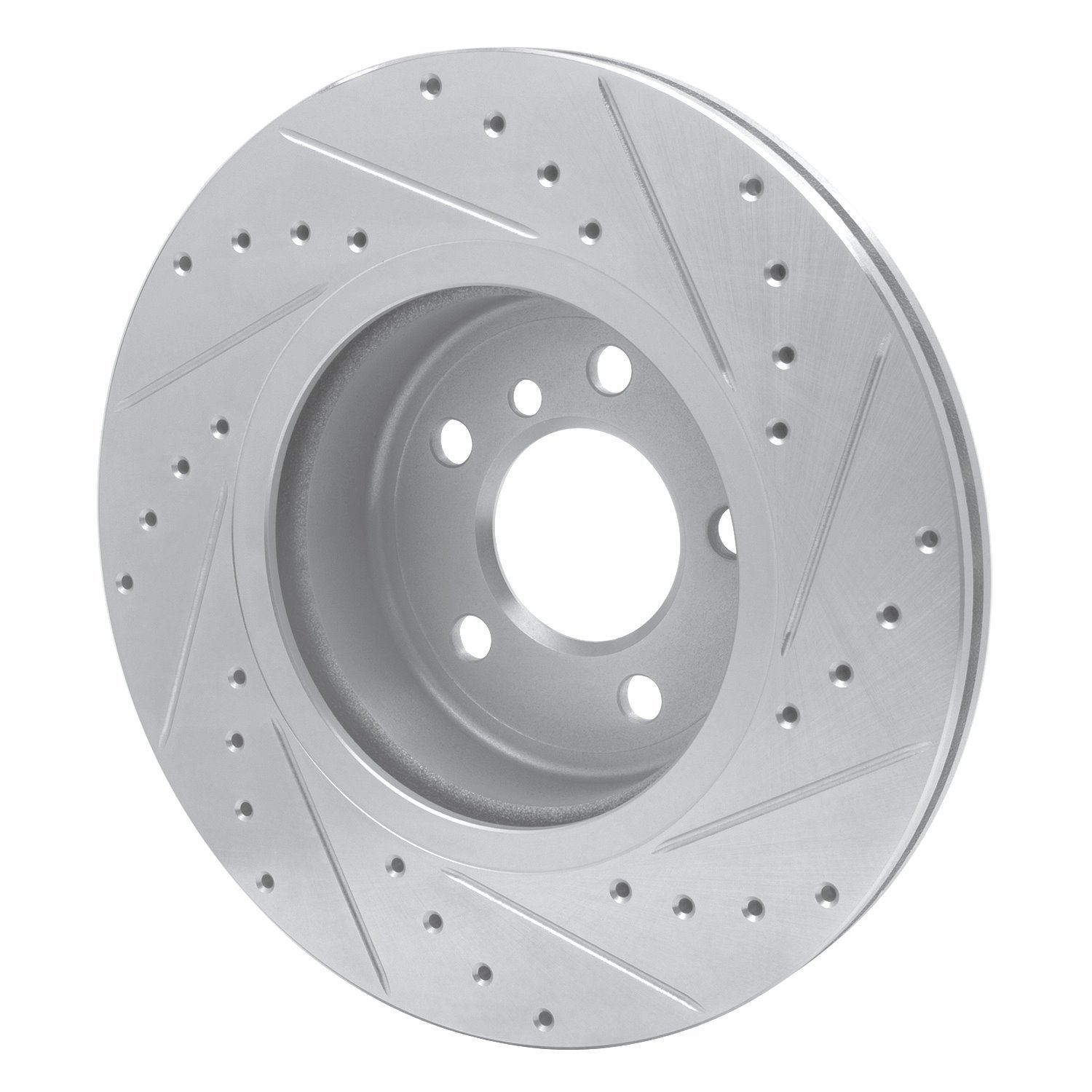 E-Line Drilled & Slotted Silver Brake Rotor, 2011-2016 BMW, Position: Front Left