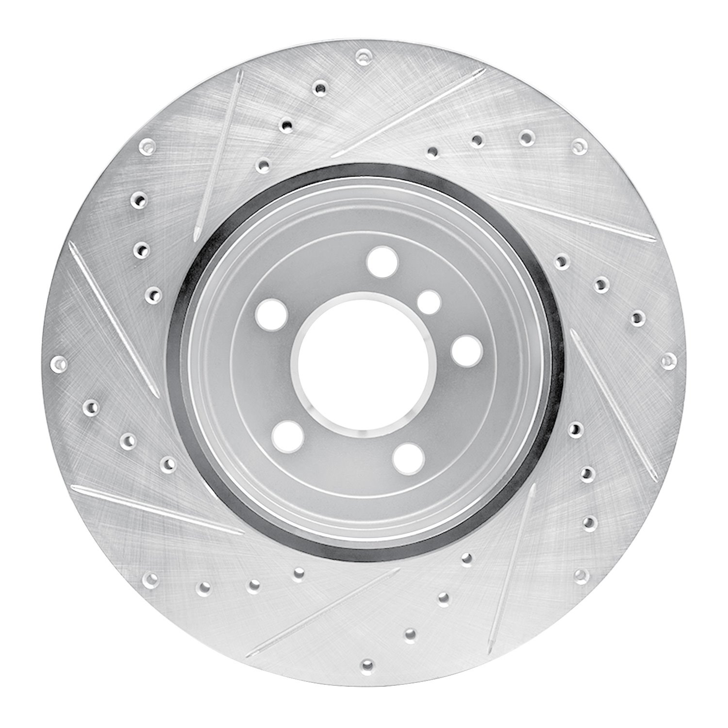E-Line Drilled & Slotted Silver Brake Rotor, 2010-2019 BMW, Position: Rear Right