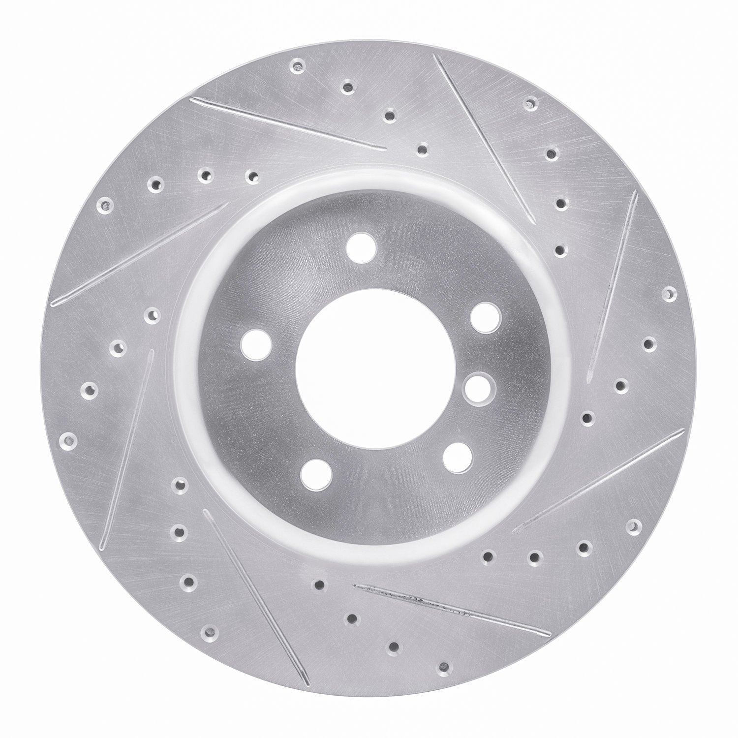 E-Line Drilled & Slotted Silver Brake Rotor, 2011-2016 BMW, Position: Rear Right