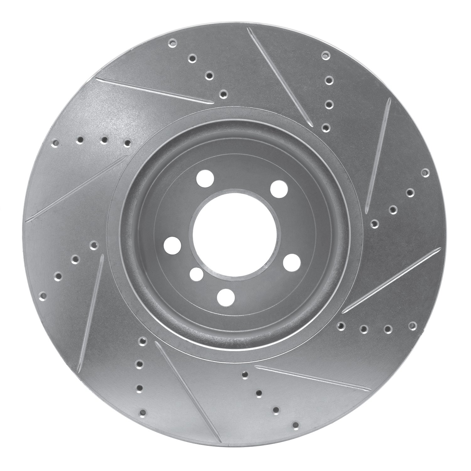 E-Line Drilled & Slotted Silver Brake Rotor, 2013-2020 BMW, Position: Front Left