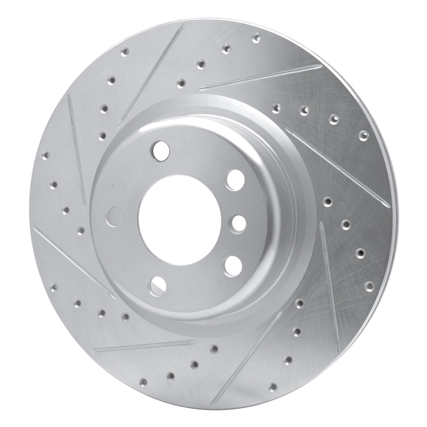 E-Line Drilled & Slotted Silver Brake Rotor, 2012-2020 BMW, Position: Rear Left