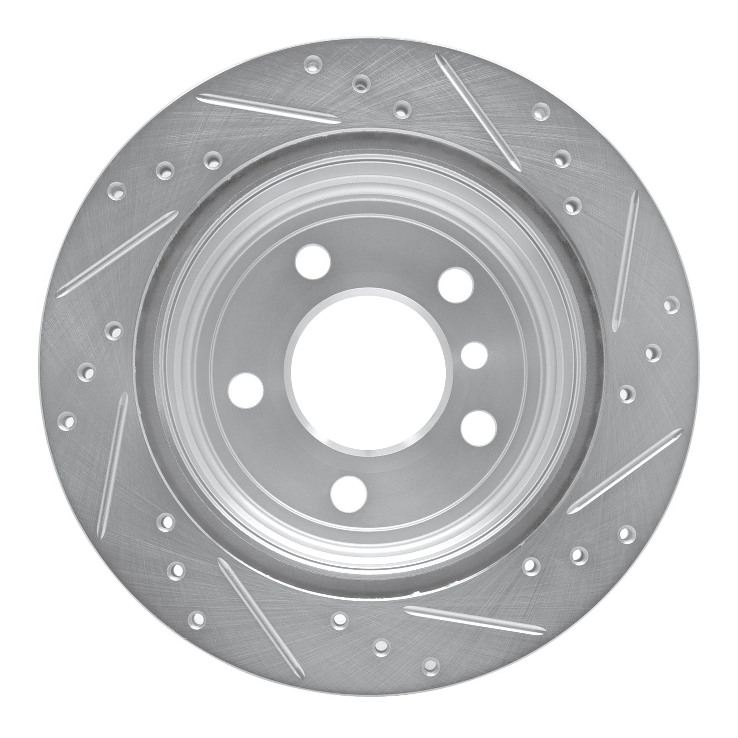 E-Line Drilled & Slotted Silver Brake Rotor, 2013-2020 BMW, Position: Rear Left