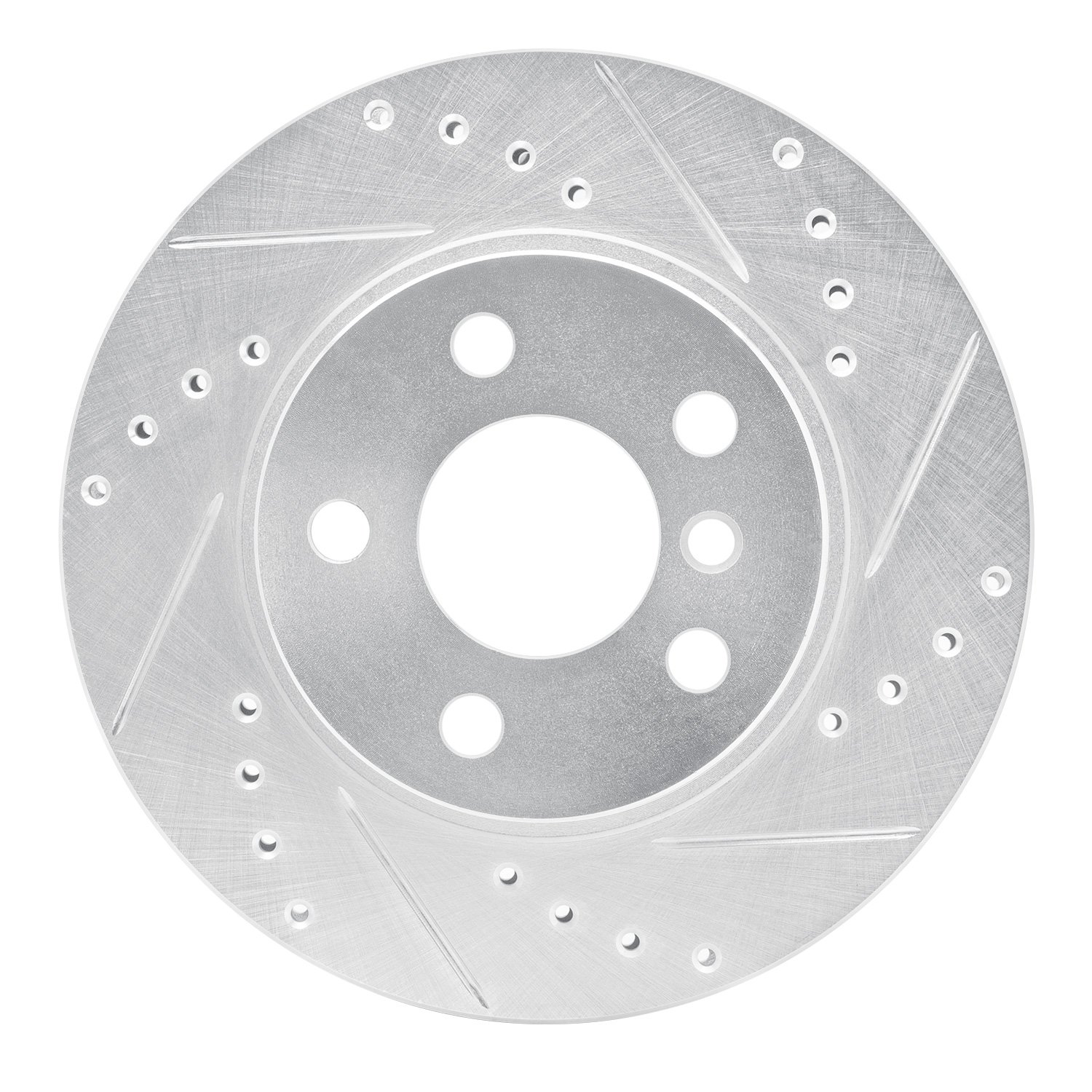E-Line Drilled & Slotted Silver Brake Rotor, 2014-2021 BMW, Position: Front Right