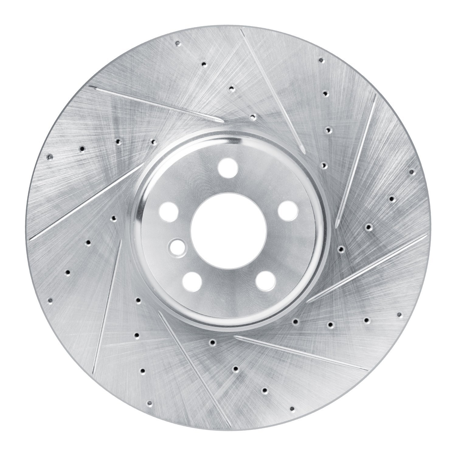 E-Line Drilled & Slotted Silver Brake Rotor, Fits Select BMW, Position: Left Front
