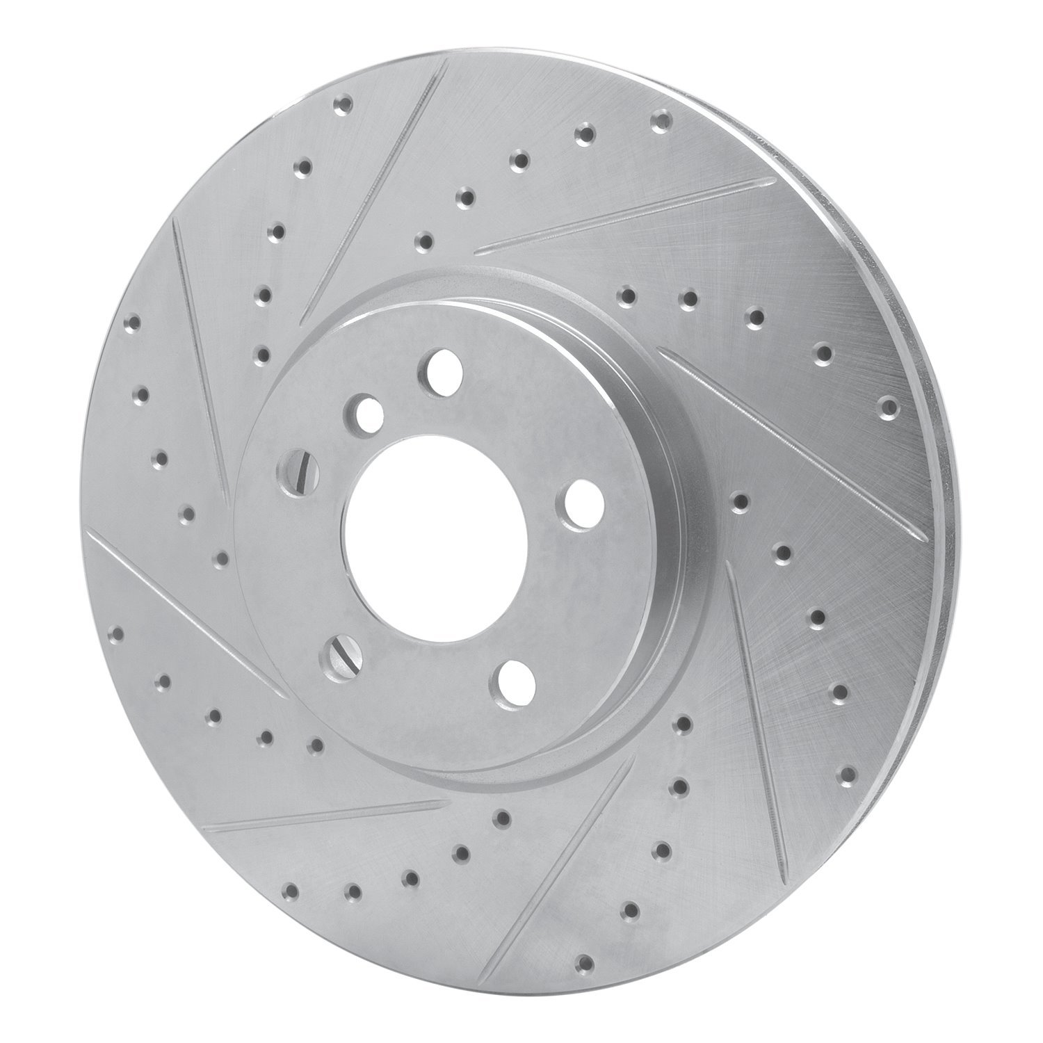 E-Line Drilled & Slotted Silver Brake Rotor, 2002-2006 BMW, Position: Front Left