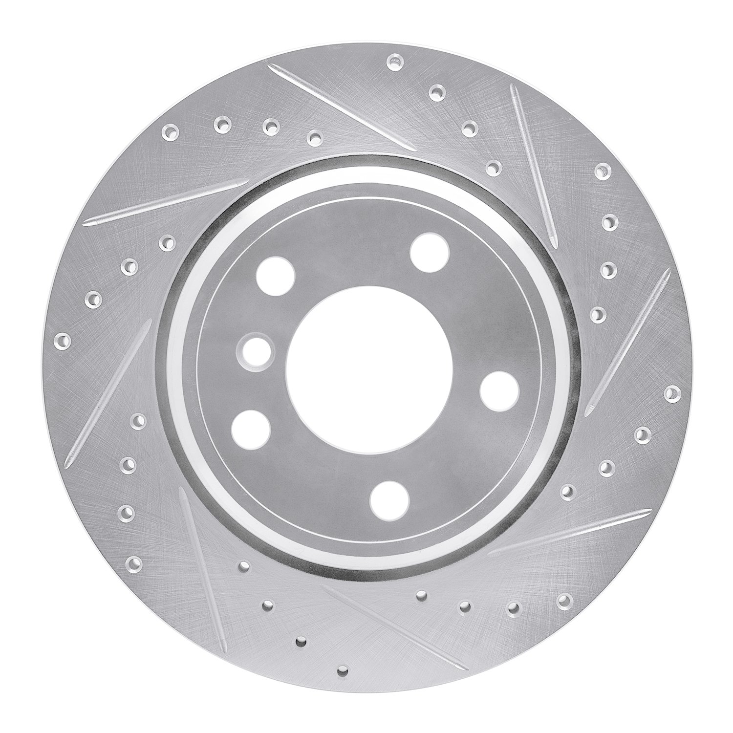E-Line Drilled & Slotted Silver Brake Rotor, 2002-2006 BMW, Position: Rear Right
