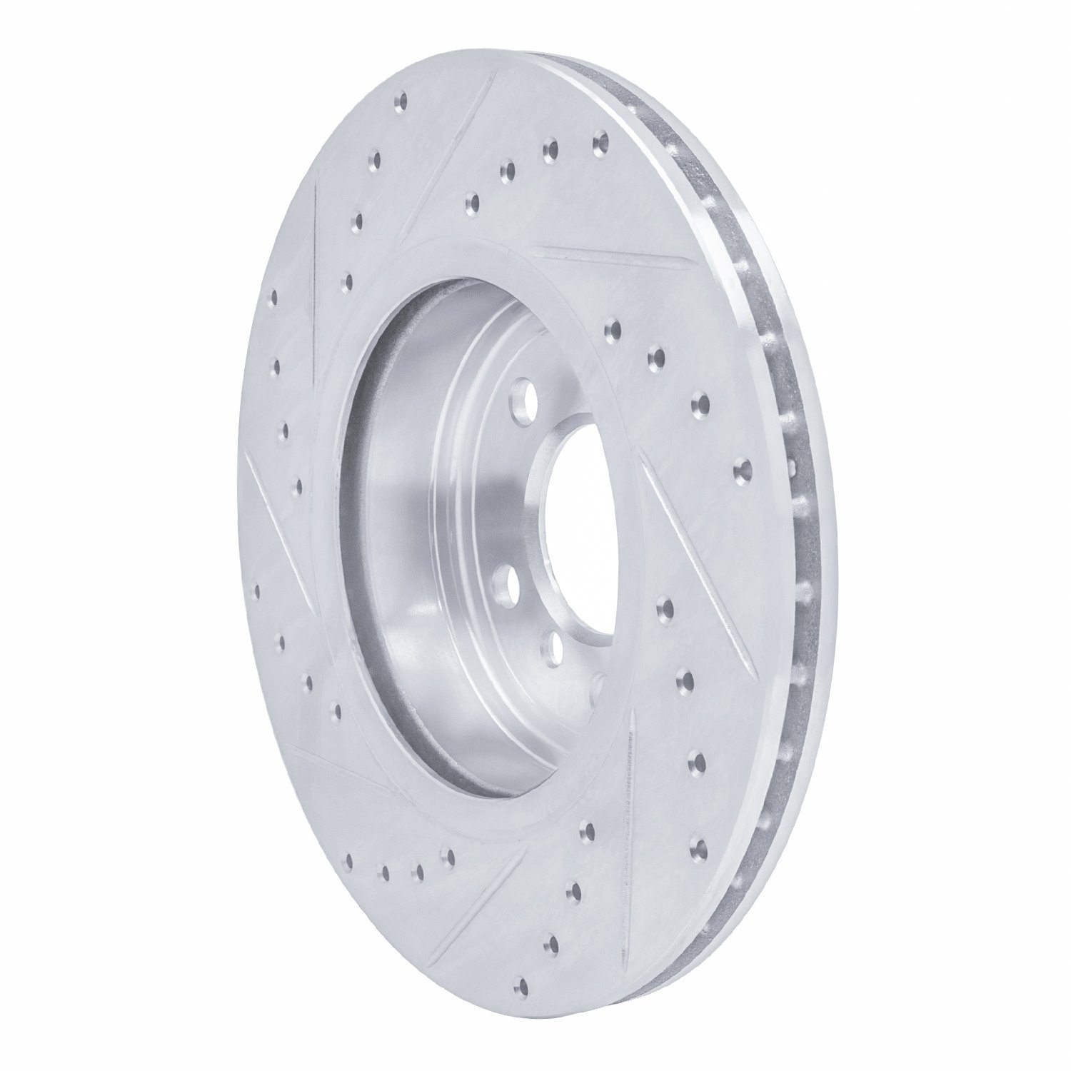 E-Line Drilled & Slotted Silver Brake Rotor, 2004-2010 BMW, Position: Front Right