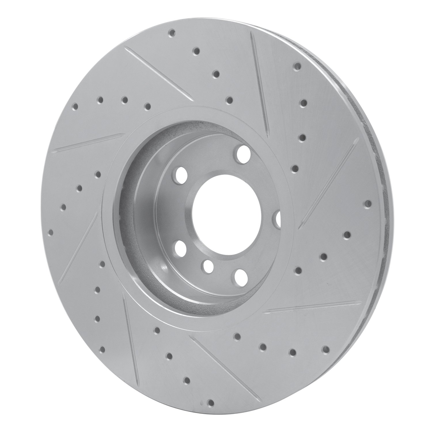 E-Line Drilled & Slotted Silver Brake Rotor, 2007-2018 BMW, Position: Front Left