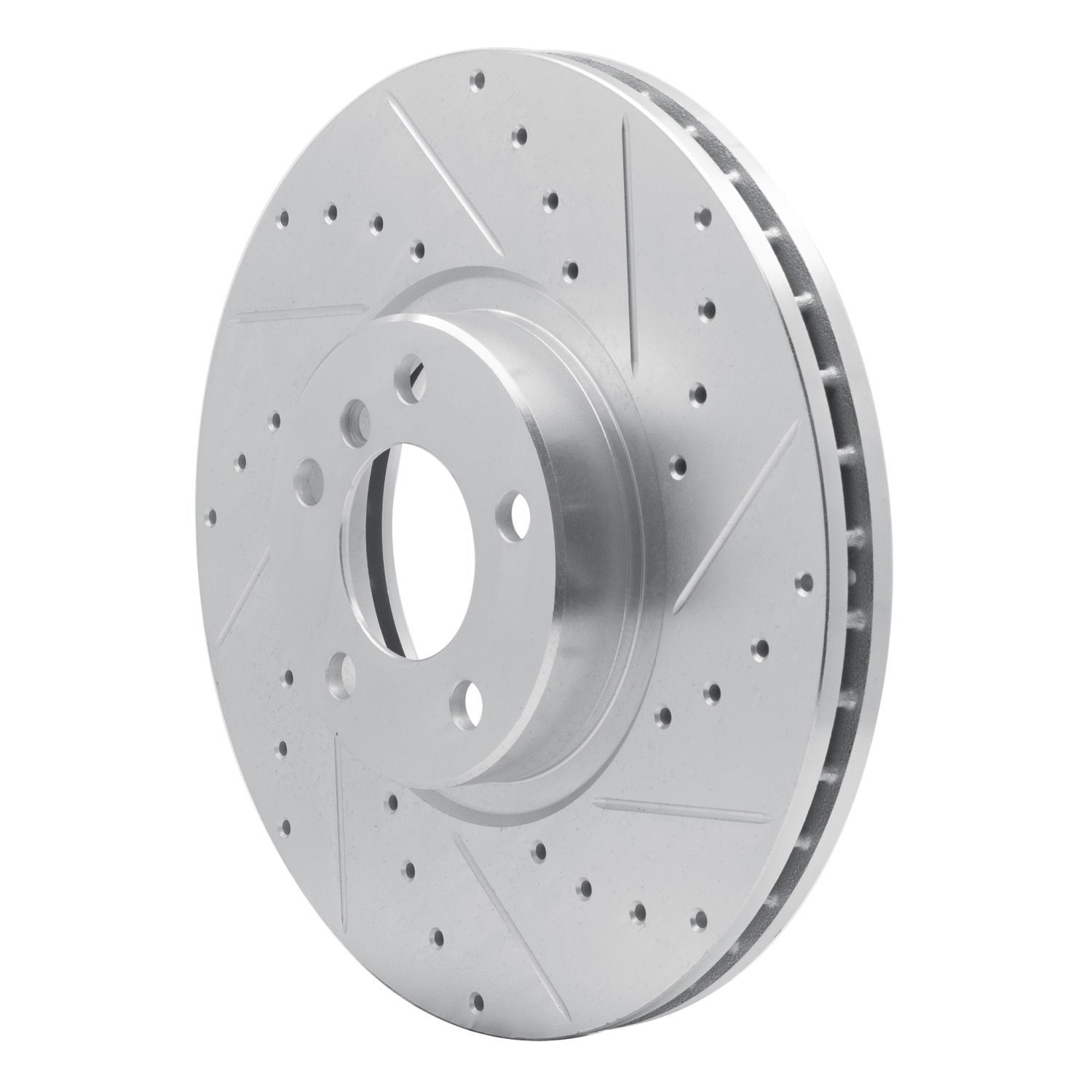 E-Line Drilled & Slotted Silver Brake Rotor, 2007-2018 BMW, Position: Front Right