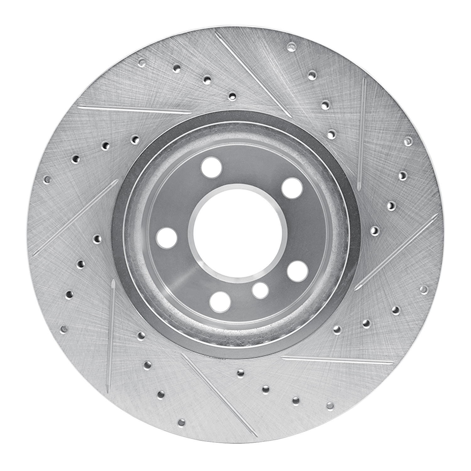 E-Line Drilled & Slotted Silver Brake Rotor, 2011-2018 BMW, Position: Front Left
