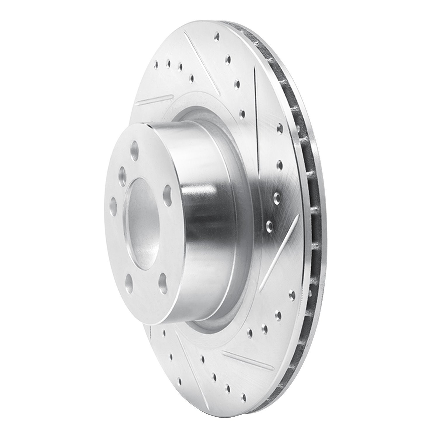 E-Line Drilled & Slotted Silver Brake Rotor, 2011-2018 BMW, Position: Rear Right