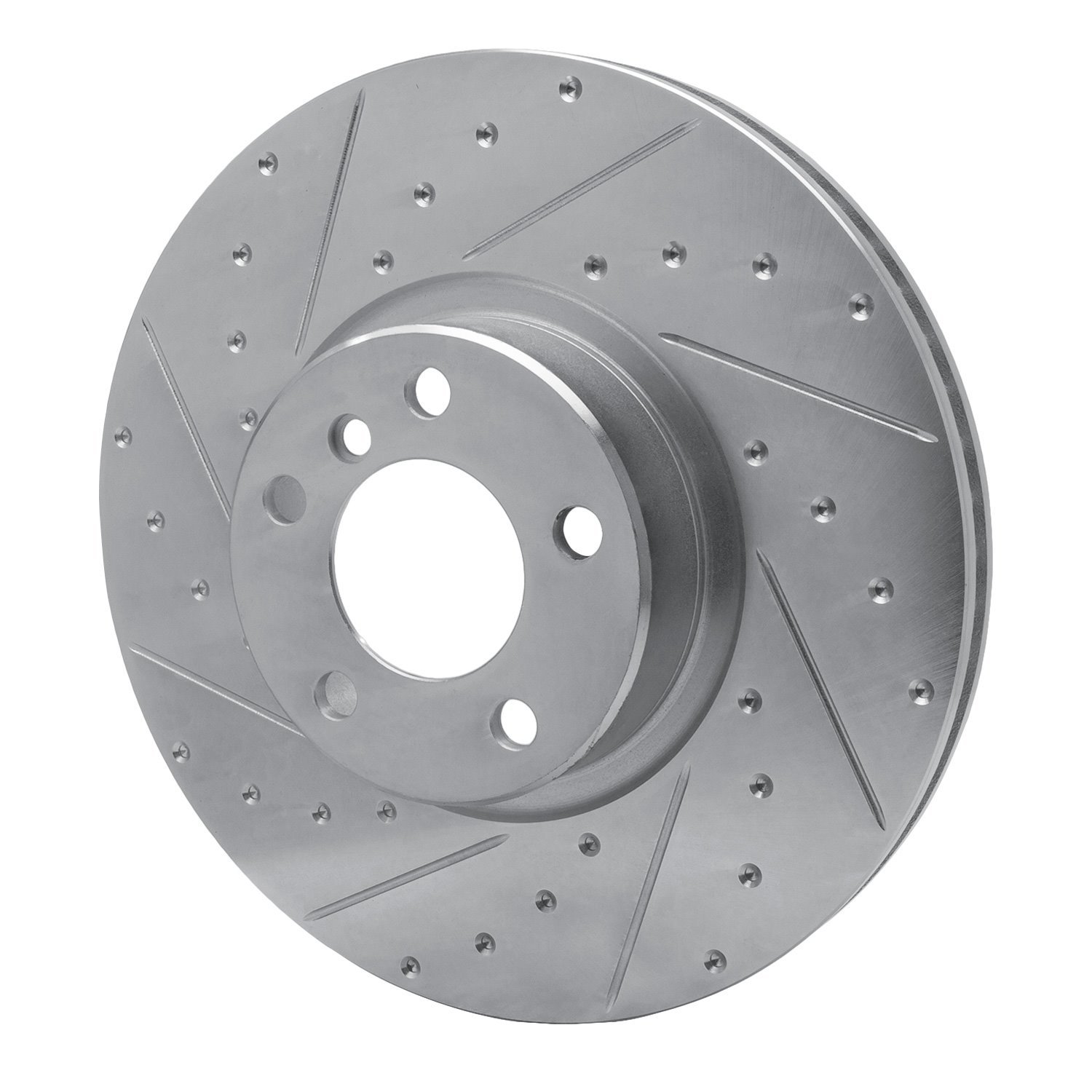 E-Line Drilled & Slotted Silver Brake Rotor, 2016-2018 BMW, Position: Right Front