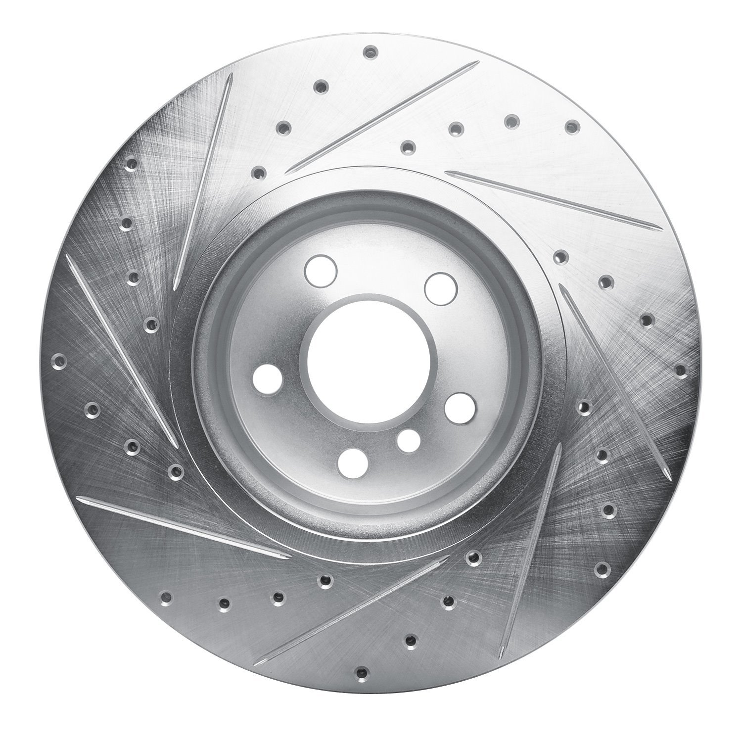 E-Line Drilled & Slotted Silver Brake Rotor, Fits Select Fits Multiple Makes/Models, Position: Front Right