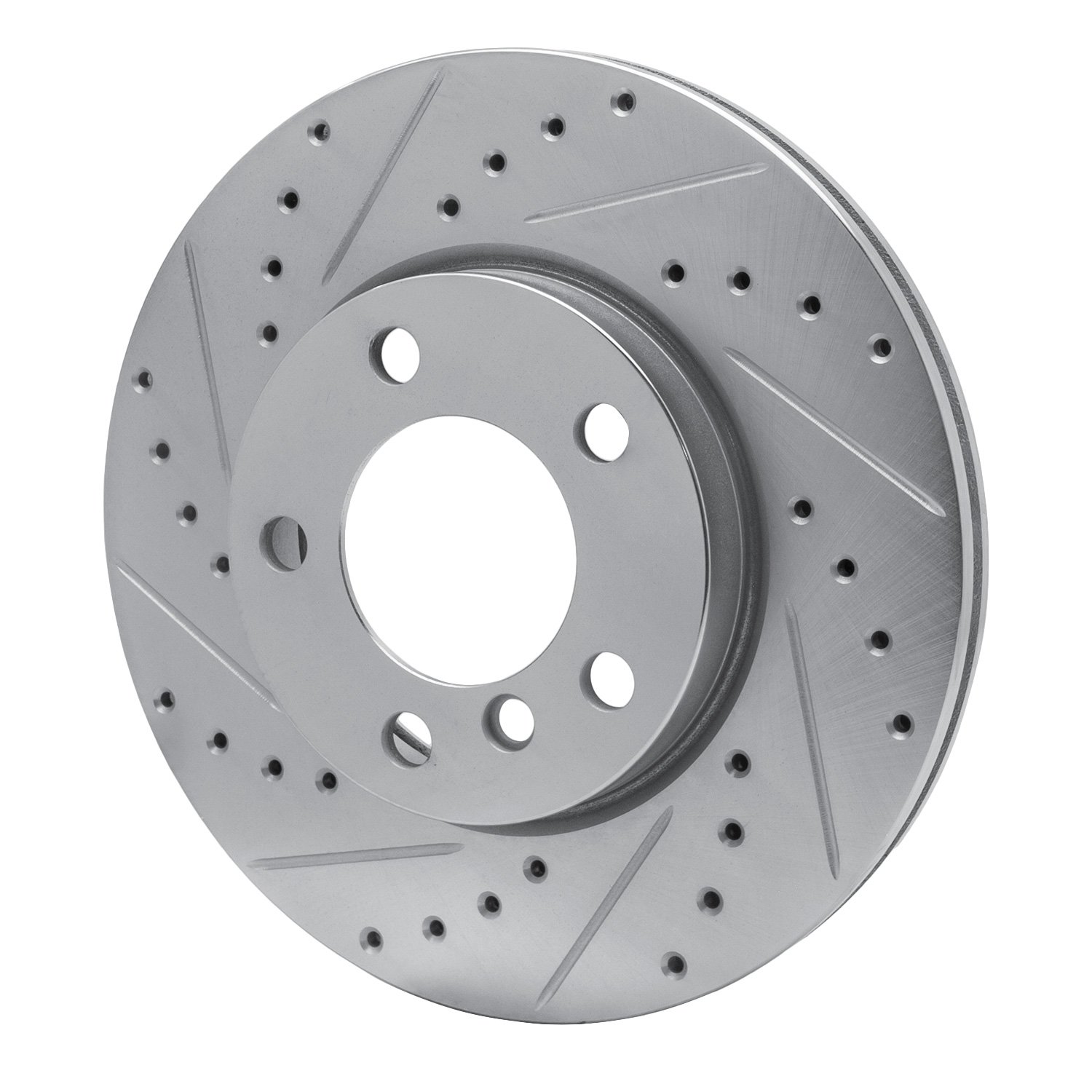 E-Line Drilled & Slotted Silver Brake Rotor, 2011-2016 Mini, Position: Front Left