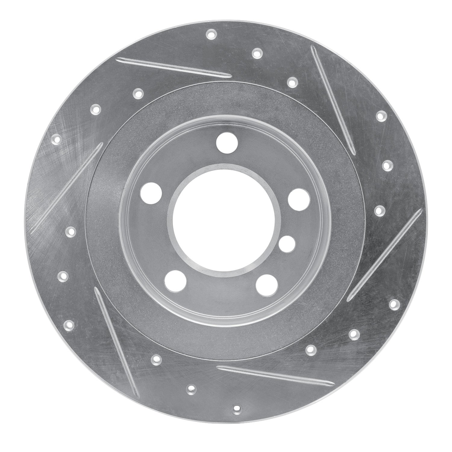 E-Line Drilled & Slotted Silver Brake Rotor, 2013-2016 Mini, Position: Rear Left