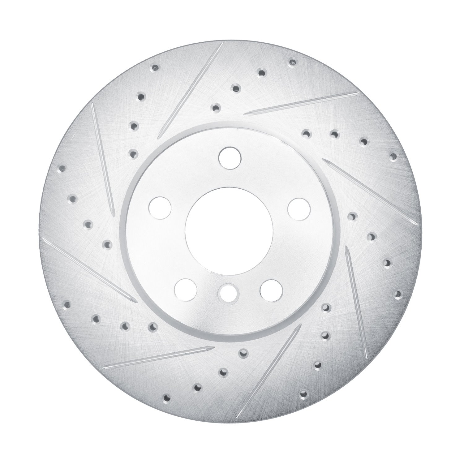 E-Line Drilled & Slotted Silver Brake Rotor, Fits Select Mini, Position: Front Left